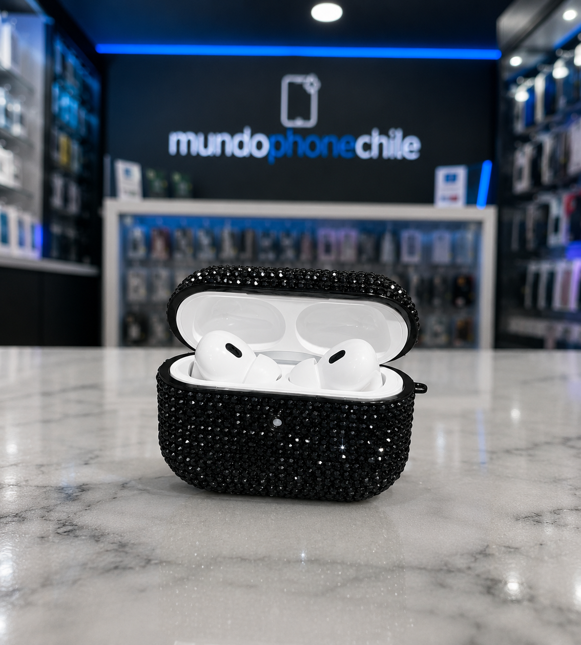 🖤✨ Funda Brillante Negra para AirPods ✨🖤